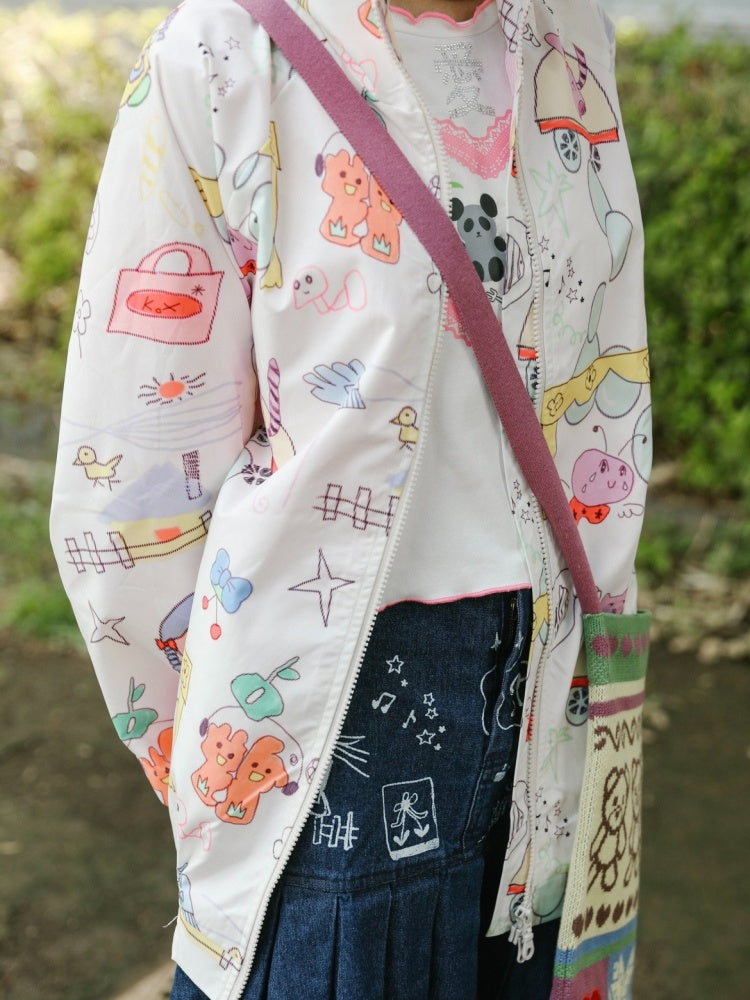 Graffiti Illustration Loose Zip Jacket【s0000003562】