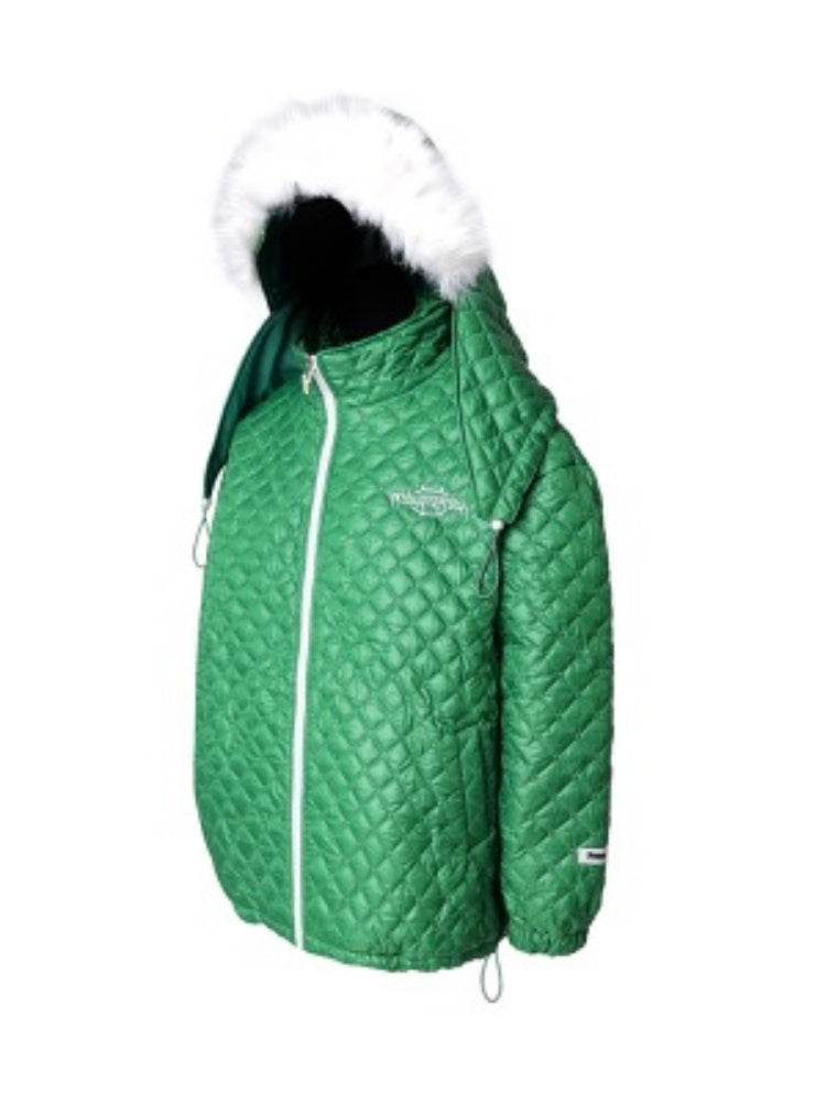 Detachable Fox Fur Hooded Loose Quilted Jacket [s0000004347]