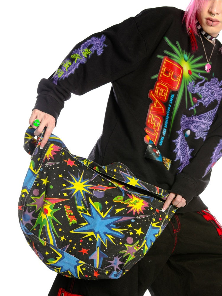 Y2K Punk Hong Kong Style Dragon rint Loose Sweat / Galaxy Bag [s0000003889]