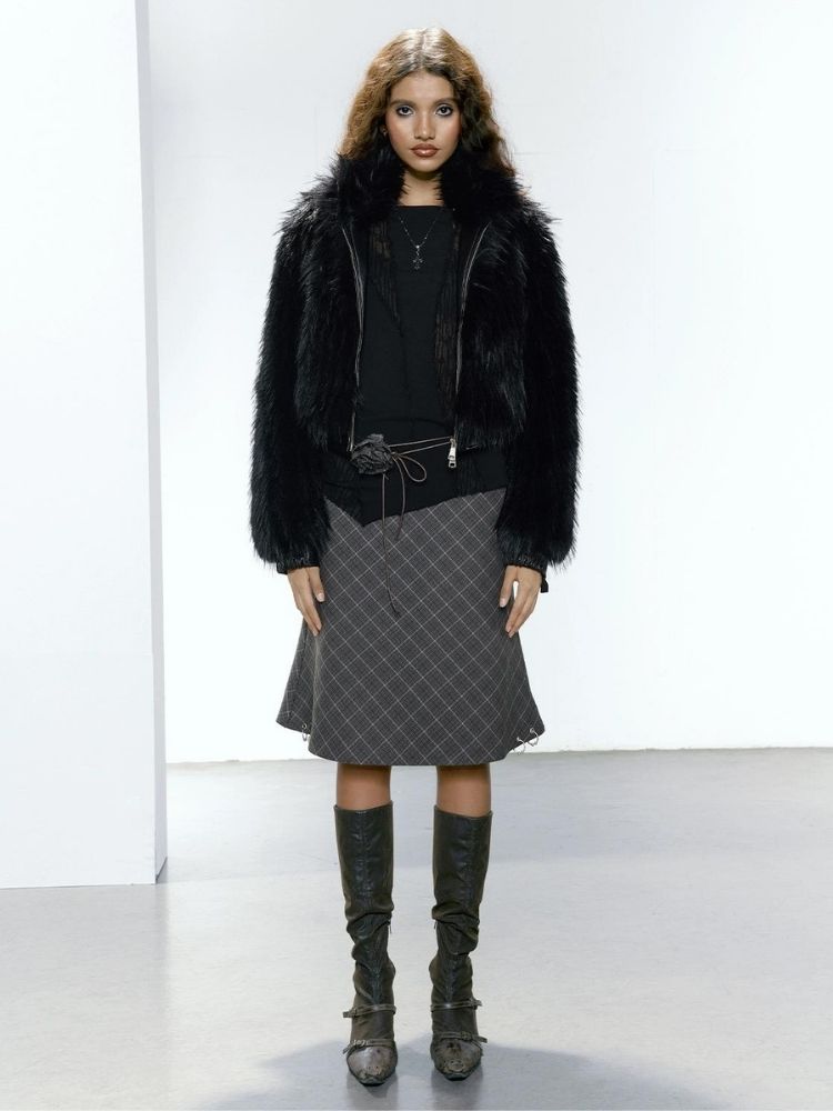 Black Eco Fur Coat【s0000005641】