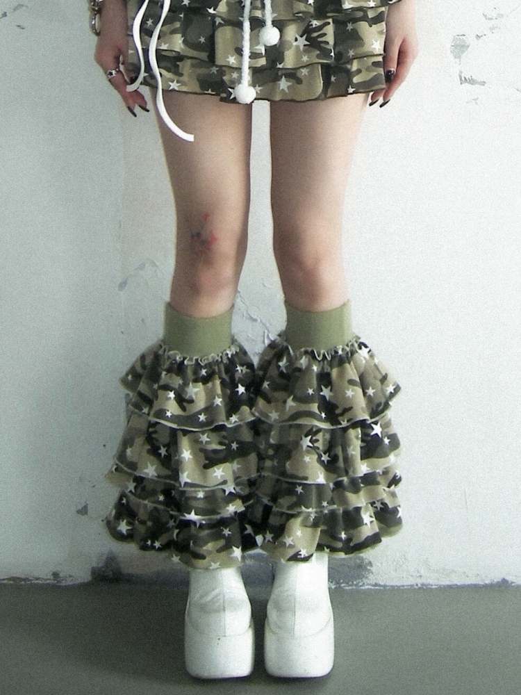 Camouflage &amp; Star Layered Leg Warmers【s0000007896】