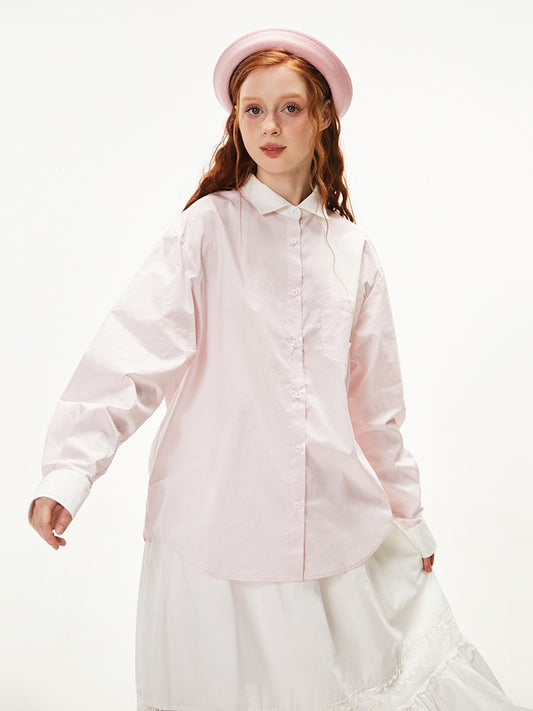 College Style Loose Long Sleeve Shirt【s0000003549】