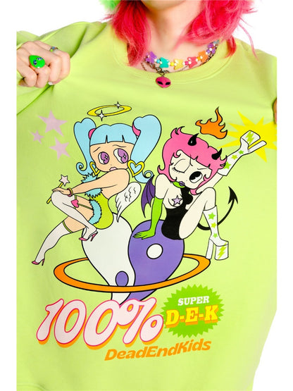 Y2K American Retro Angel &amp; Devil Girl Print Loose Sweat / Bear Gummy Bag [s0000003888]