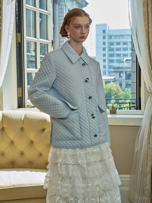 Haze Blue Thin Cotton Jacket【s0000005429】