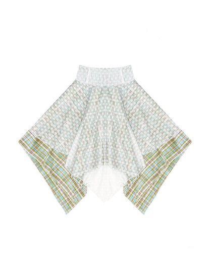 Lace Stitching Irregular Hem Plaid Skirt【s0000013060】