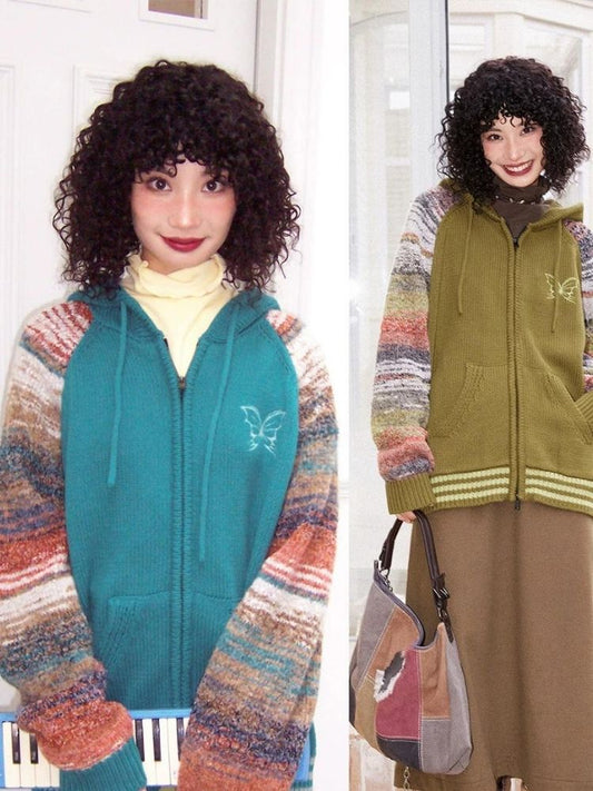 Knit Loose Hooded Sweater Cardigan [s0000005122]