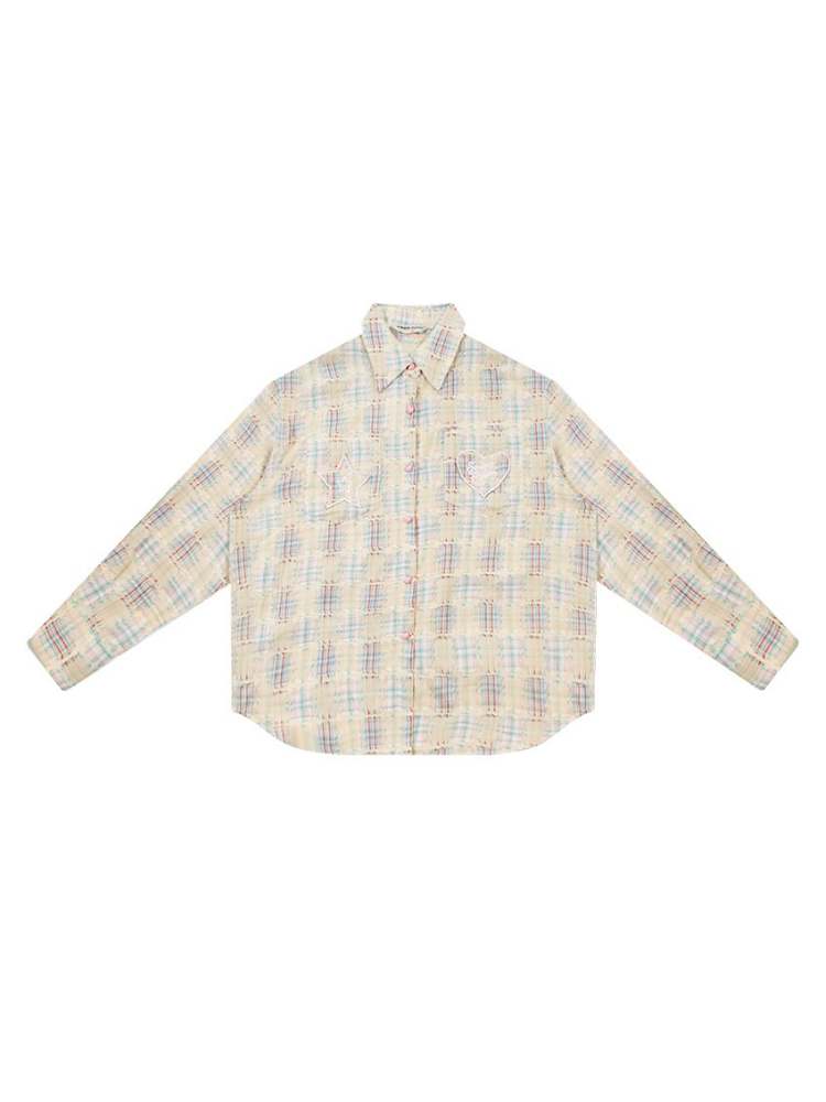 Stars & Hearts Logo Embroidery Plaid Shirt【s0000007136】