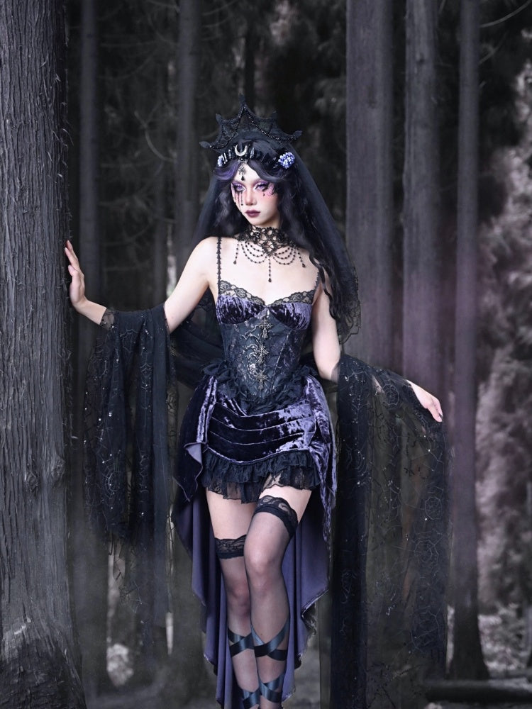 Gothic Velvet Lace Suspender Dress【s0000003866】