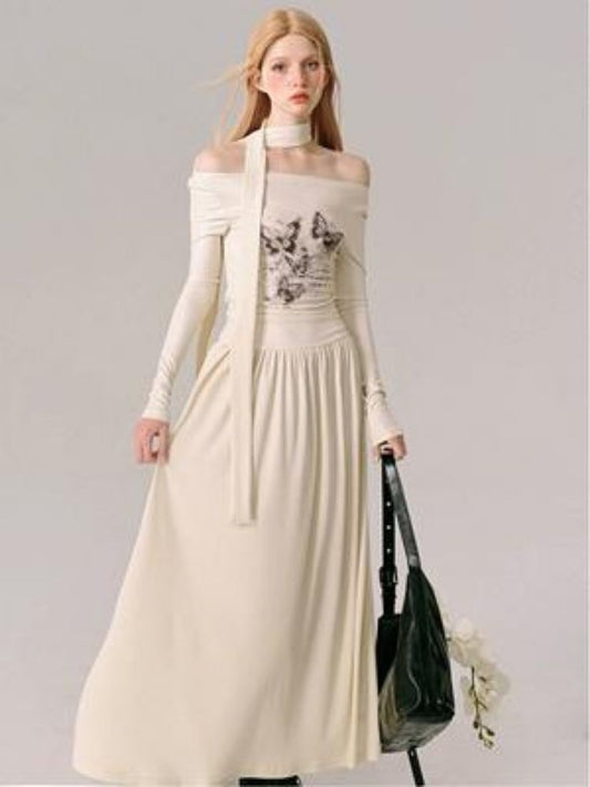 Moon Goddess Printed Skirt One Neck Dresses【s0000005612】