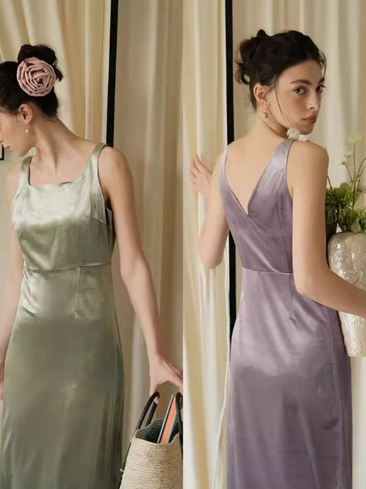 Square Neck Velvet Vest Dress【s0000007493】