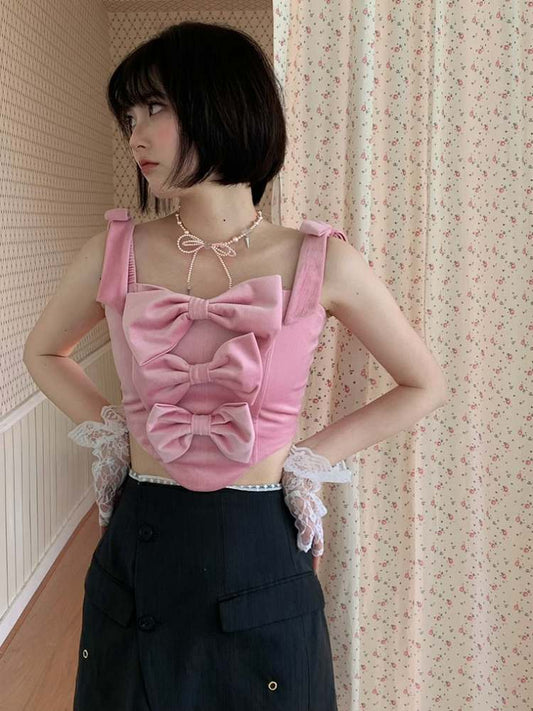 Ribbon Velvet Suspender Bustier【s0000007379】
