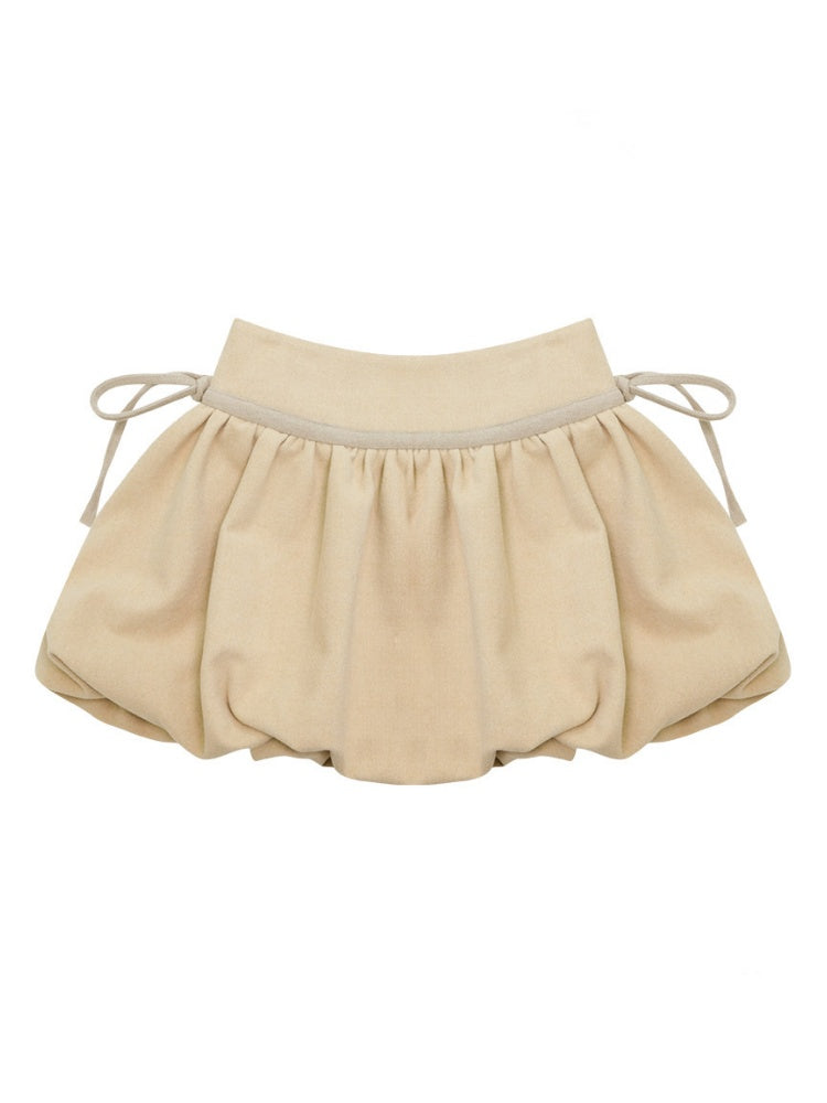 High Waist Slimming Drawstring Woolen Pocket Skirt【s0000015265】