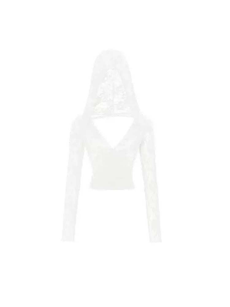 LAZY LACE SHEER HOODED TOPS [S0000009148]