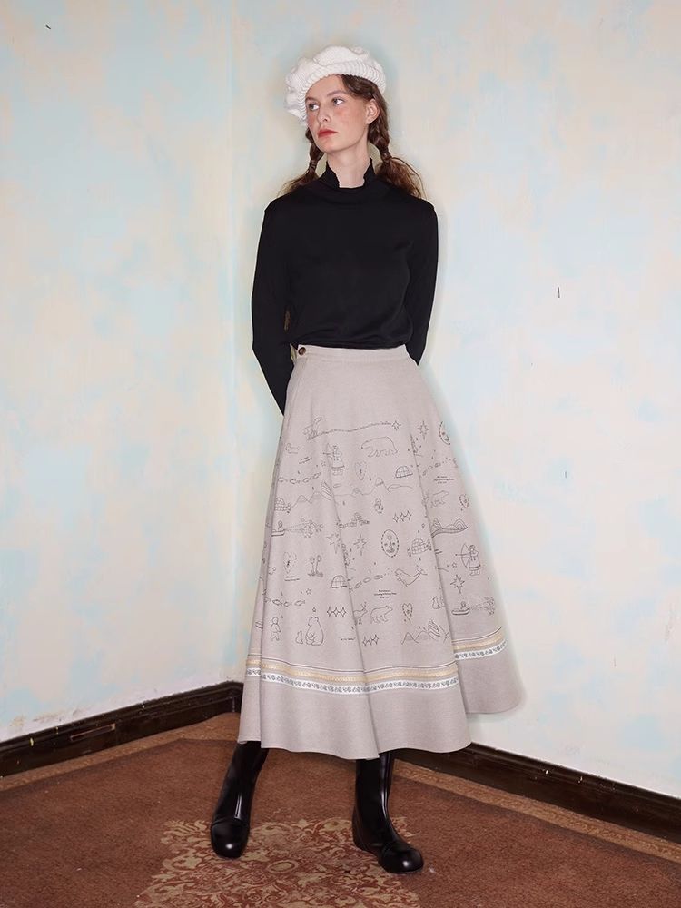 Embroidery / Printed Big Pendulum Skirt【s0000005910】