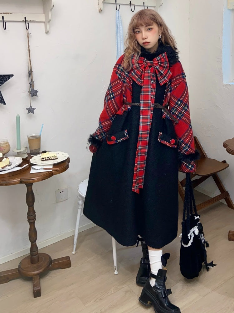 Retro Plaid Long Wool Coat【s0000004414】