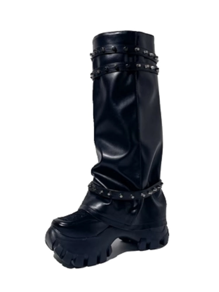 Y2K Punk Style Metal Rivets High Heel Long Boots【s0000005187】