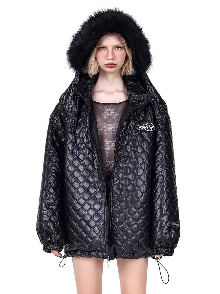 Detachable Fox Fur Hooded Loose Quilted Jacket [s0000004347]