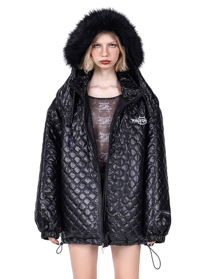 Detachable Fox Fur Hooded Loose Quilted Jacket [s0000004347]