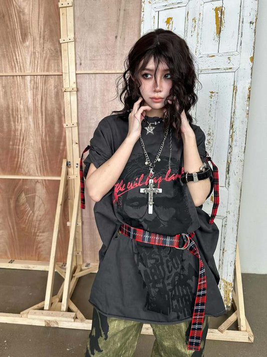 P-D 벨트 Bachik g Raffich 프린트 Raw Edge Tee [S0000008308]