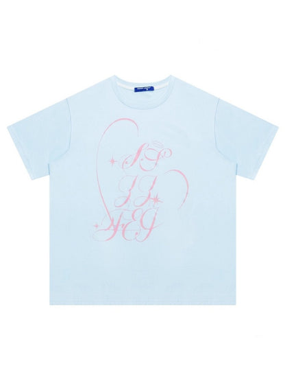 Letter Print Round Neck Loose Large Short Sleeve T-Shirt【s0000013009】