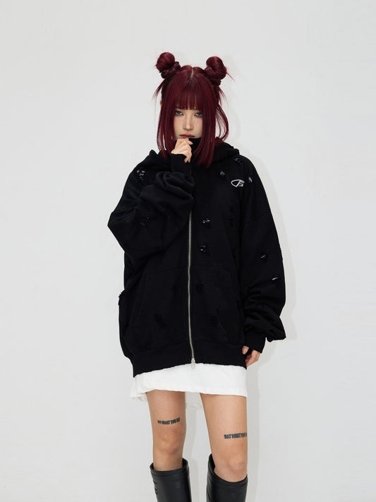 Logo Embroidery Zipper Hooded Sweat【s0000004189】