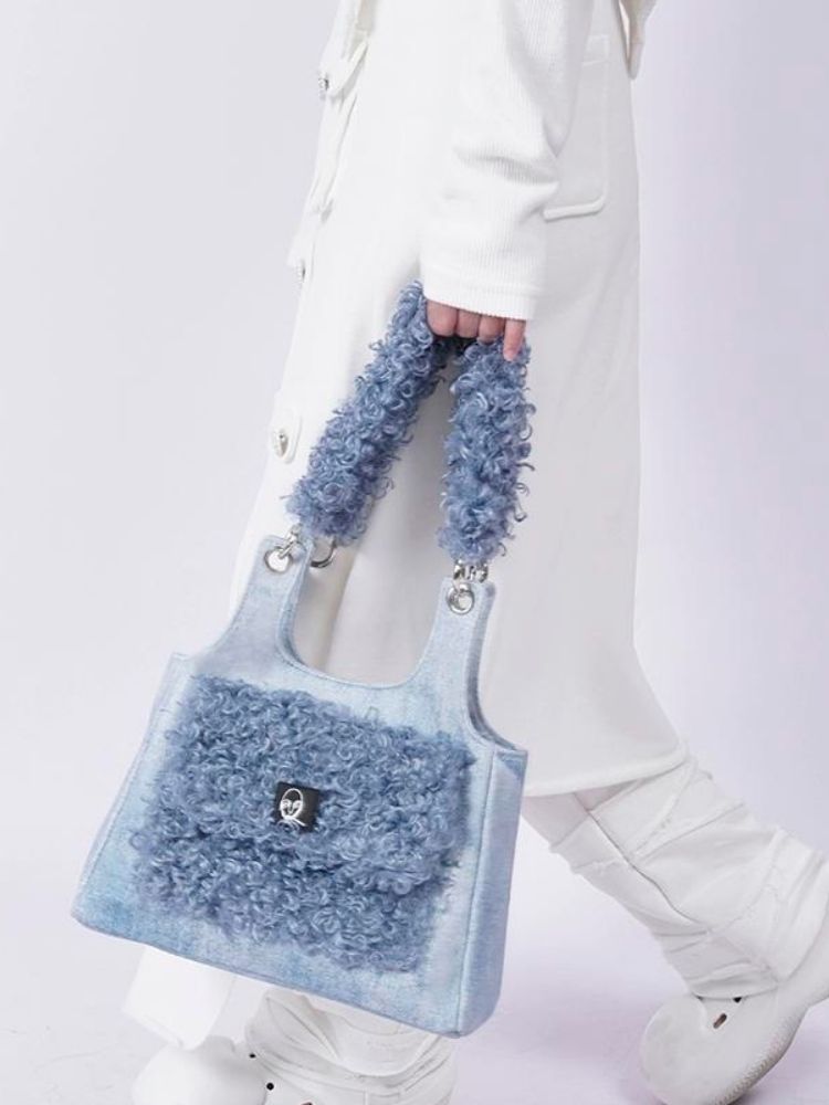 Crossbody Plaid Contrast Color Furry Bag【s0000003667】