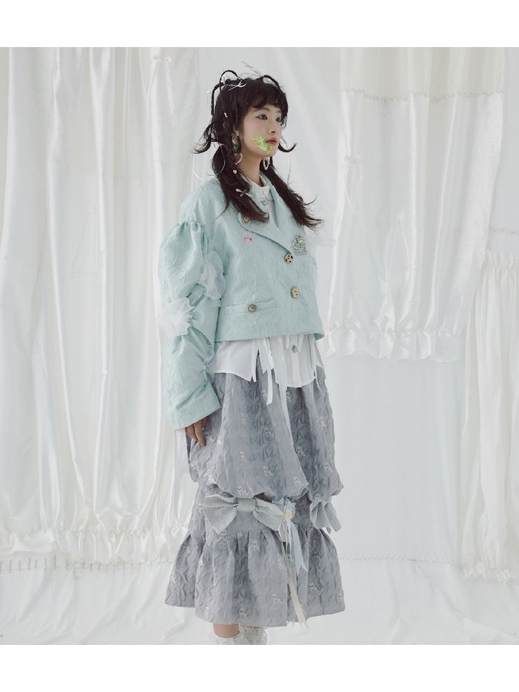 Embroidered jacquard fabric organza short jacket【s0000004638】