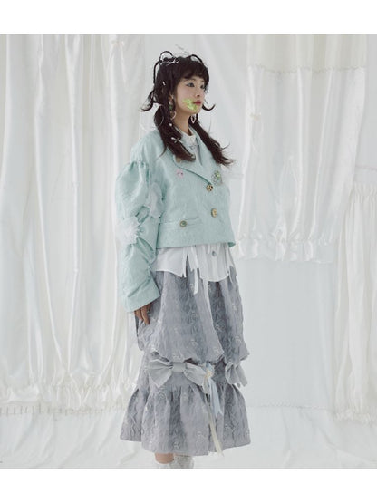 Embroidered jacquard fabric organza short jacket【s0000004638】