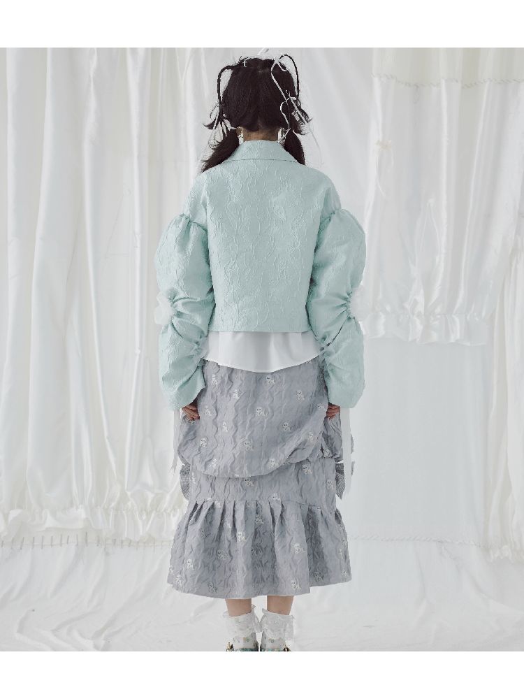 Embroidered jacquard fabric organza short jacket【s0000004638】