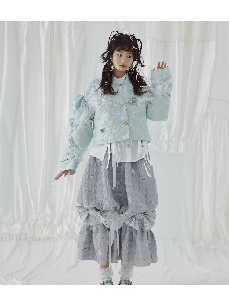 Embroidered jacquard fabric organza short jacket【s0000004638】