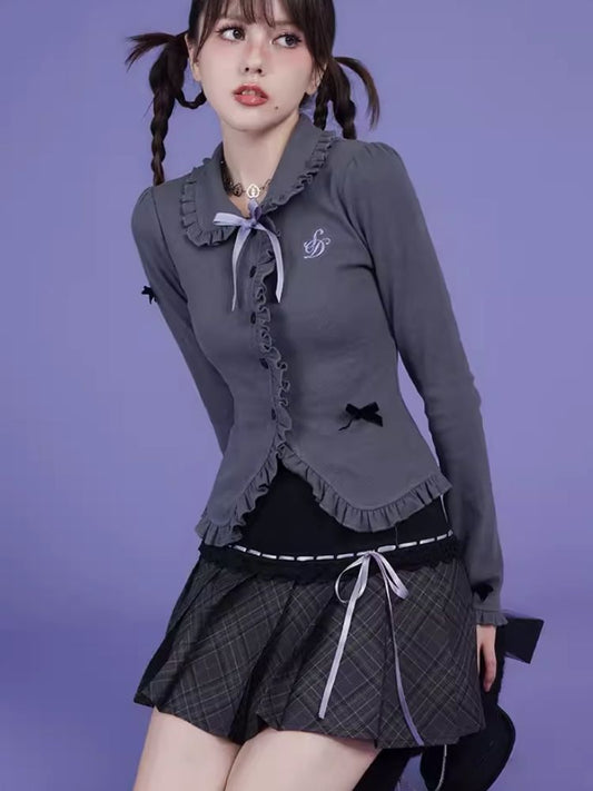 리본 Péate D 스커트 확인 [S0000006501]