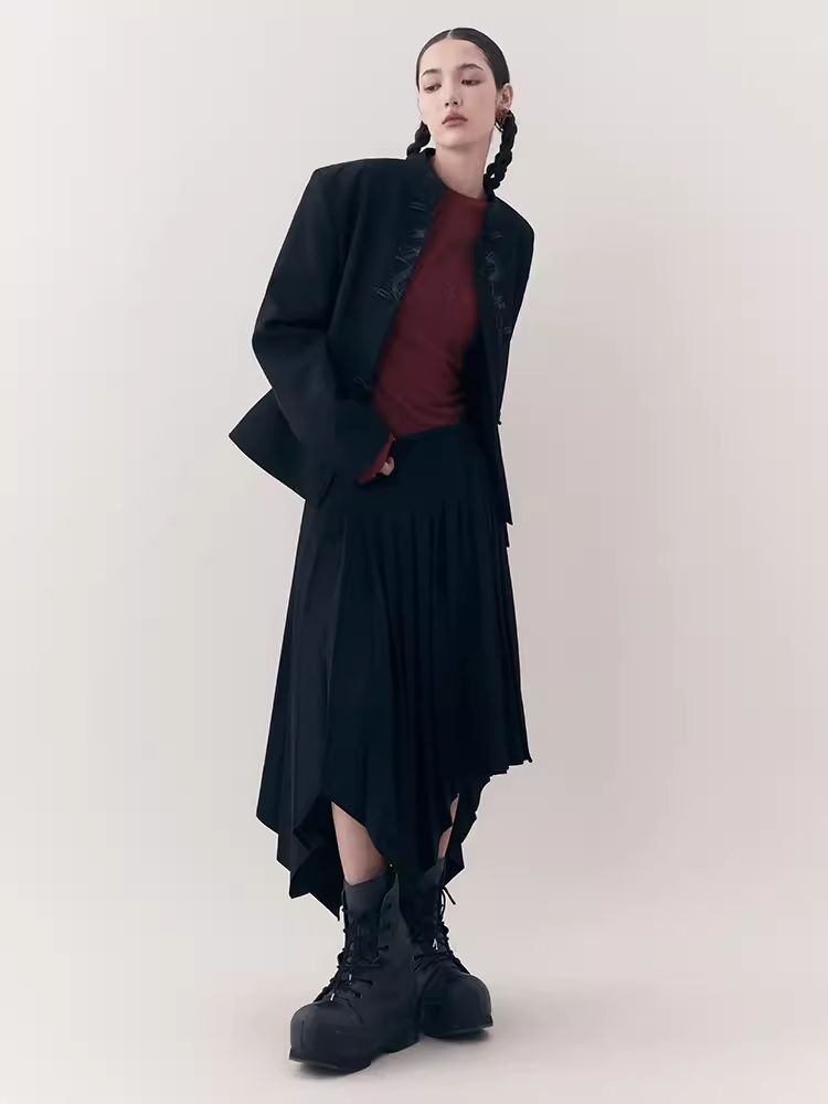 Irregular Mid-length Pleated Half-body Skirt【s0000006395】