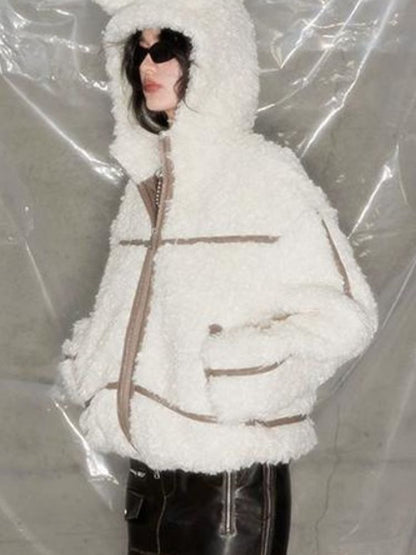 Rabbit Ears Antelope Roll Eco Fur Coat【s0000004851】