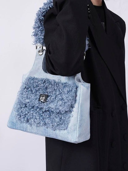 Crossbody Plaid Contrast Color Furry Bag【s0000003667】 