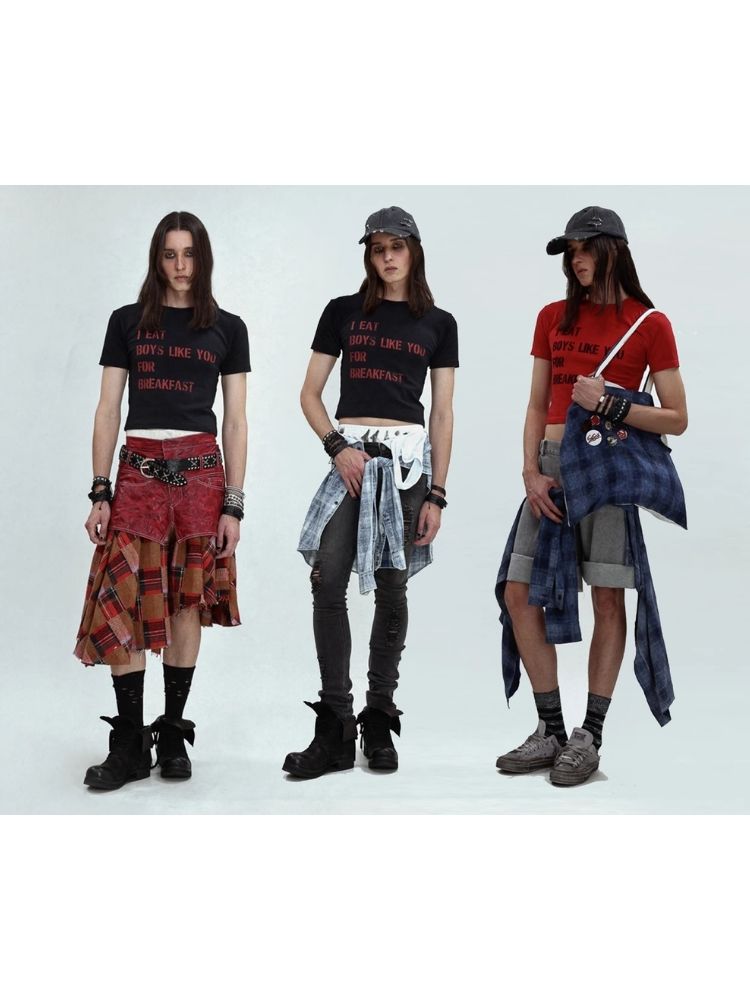 Printed Lettered Waistless Short Sleeve T-Shirt【s0000006688】