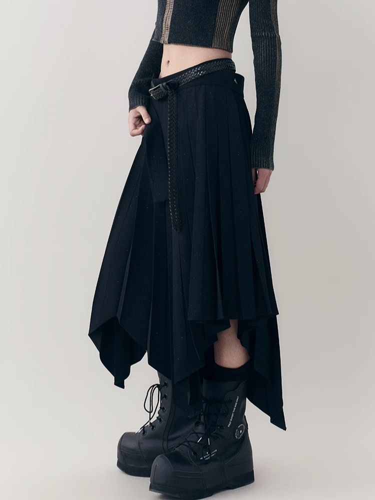 Irregular Mid-length Pleated Half-body Skirt【s0000006395】