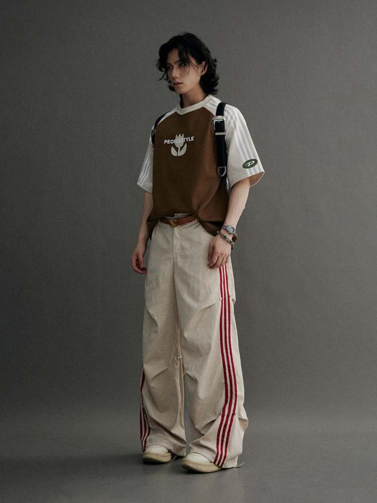 Stripe Wide Leg Jersey Pants【s0000006753】