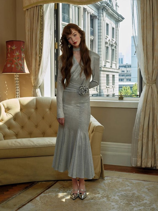 Padded Fishtail Premium Lined Dress【s0000005415】