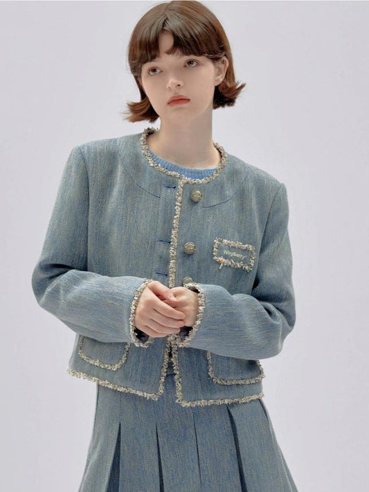 Round Neck Short Jacket and Skirt【s0000003361】