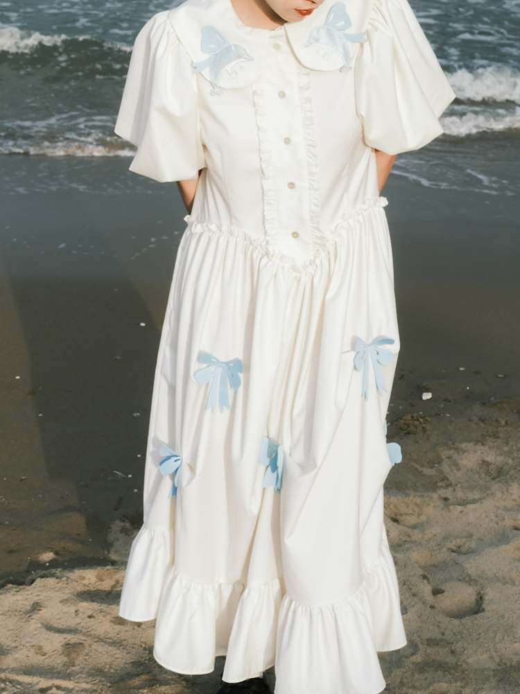 Dolphin Princess Ribbon Embroidery Puff Sleeve Dresss0000007753 SCULTURE Dolphin Princess Ribbon Embroidery Puff Sleeve Dresss0000007753 SCULTURE