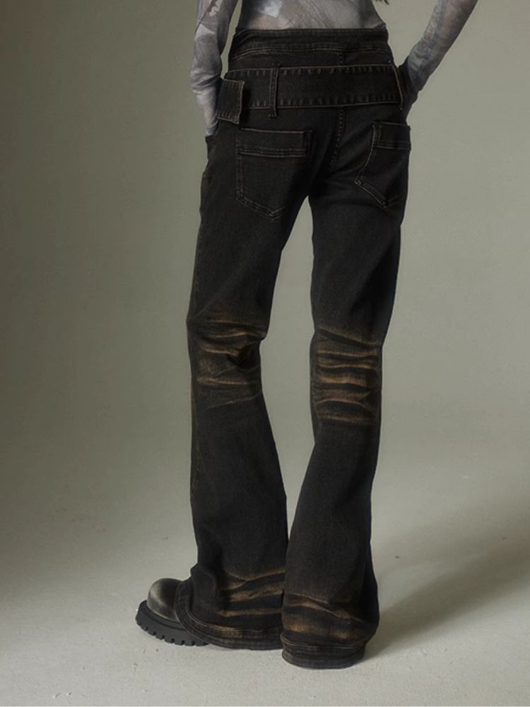 Wide belt flare jeans【s0000003978】