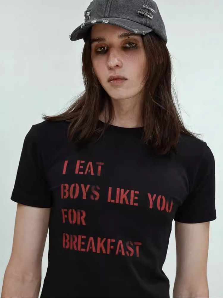 Printed Lettered Waistless Short Sleeve T-Shirt【s0000006688】