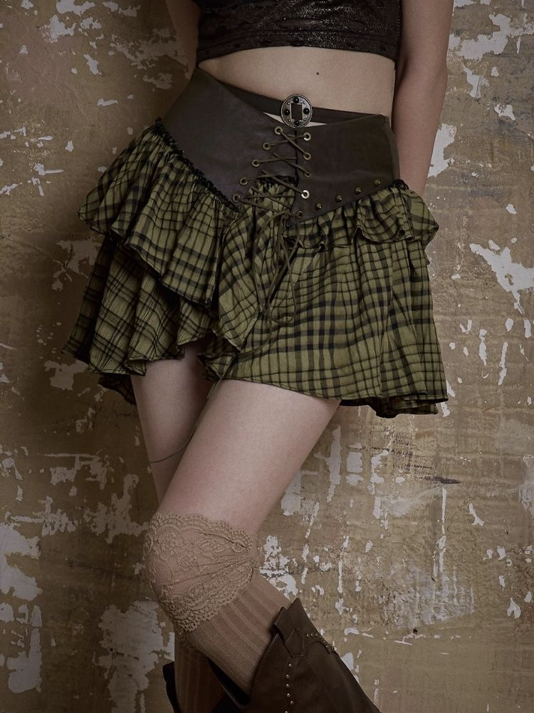 Retro plaid short skirt【s0000003908】