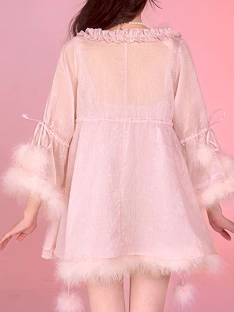 섹시한 잠옷 핑크 ha lte r d res robe set [s0000006583]