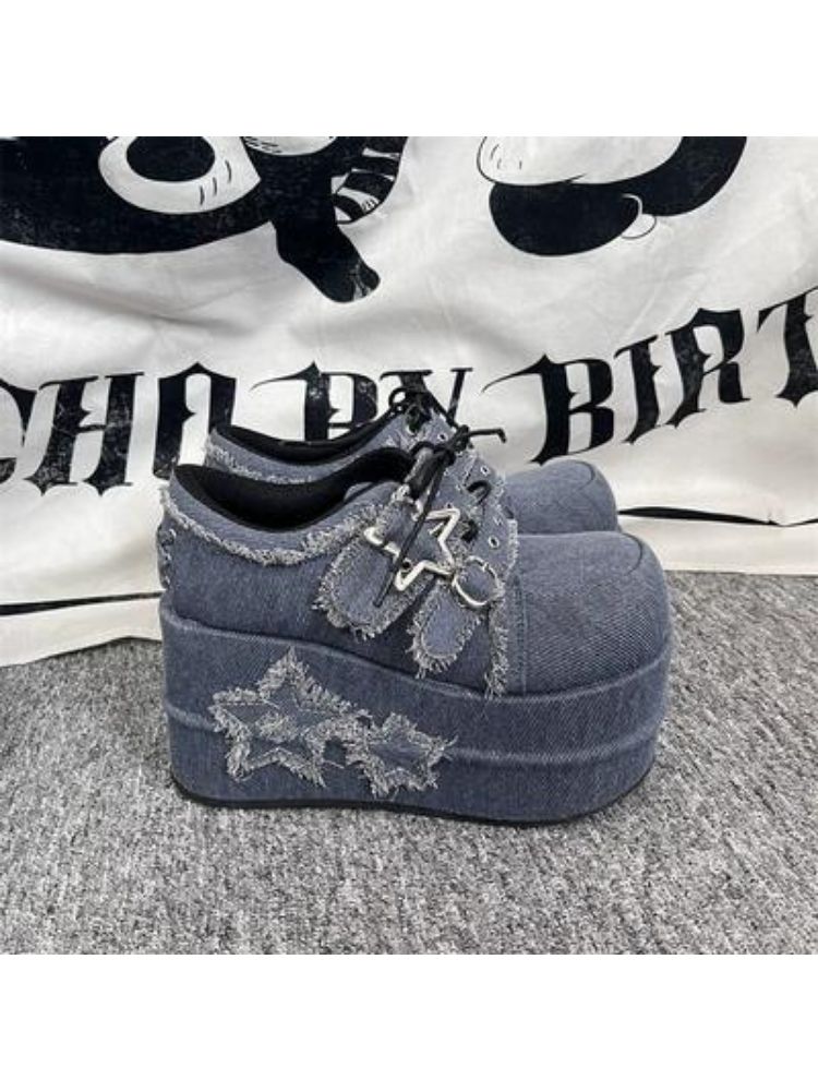 Original star denim platform shoes【s0000004040】