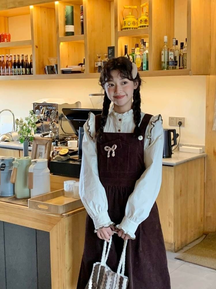 Corduroy Bow Pocket Sleeveless Vest Dress【s0000005887】