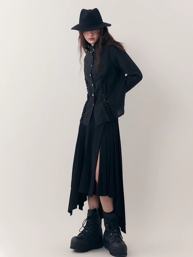 Irregular Mid-length Pleated Half-body Skirt【s0000006395】