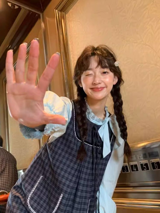 Plaid Lace College Style Vest Skirt【s0000007473】