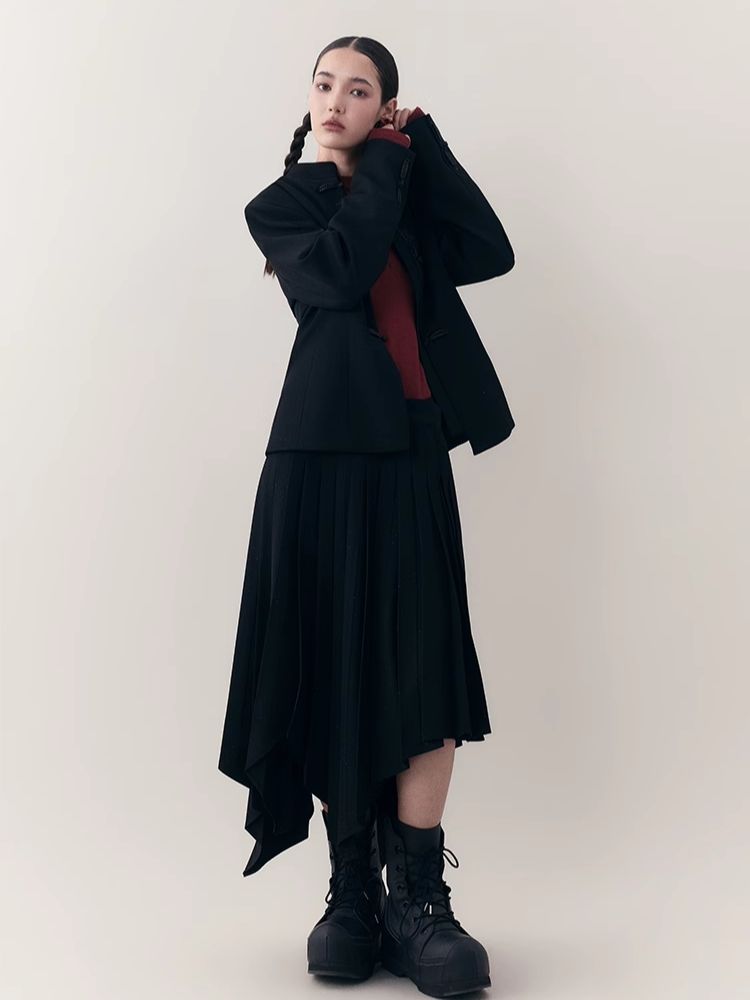 Irregular Mid-length Pleated Half-body Skirt【s0000006395】