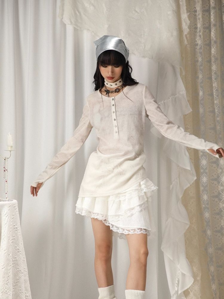 Retro Abstract Print Long Sleeve T-Shirt【s0000005752】